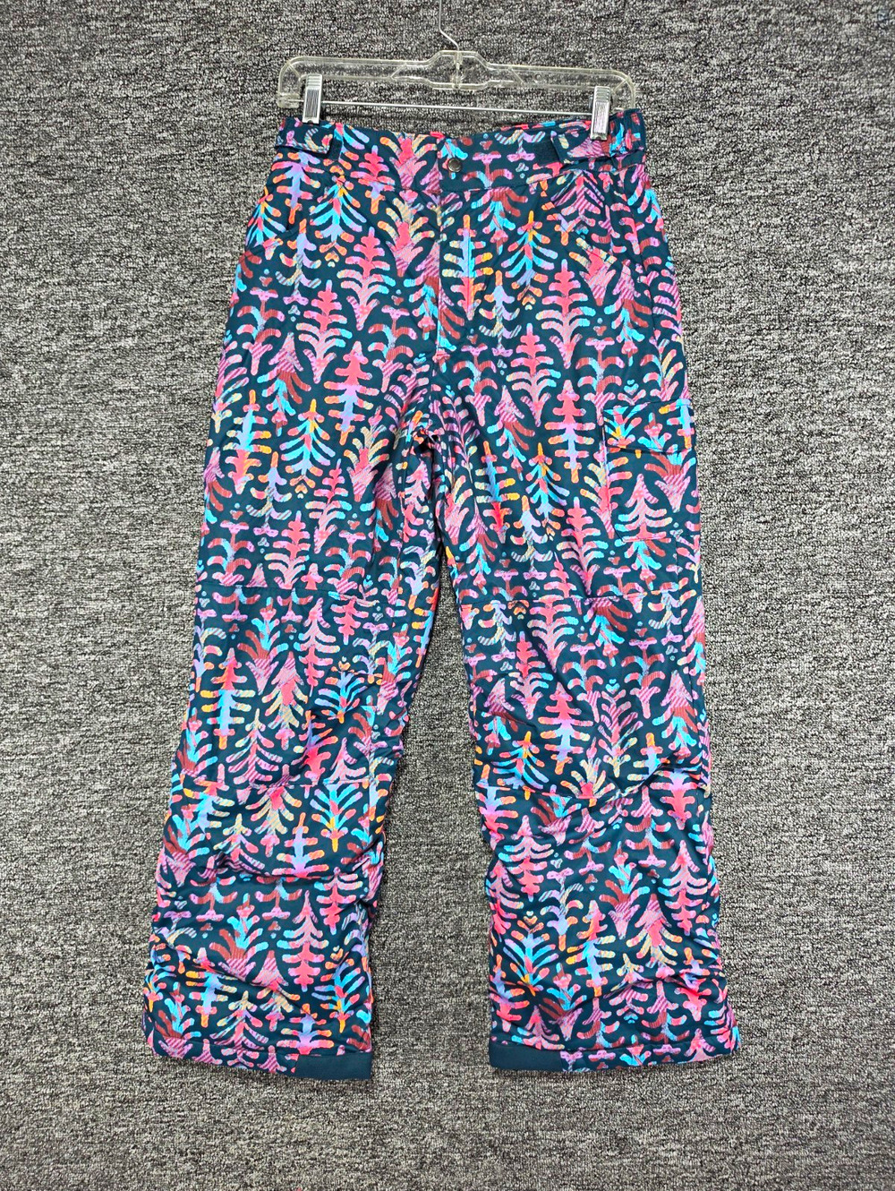 Columbia Outgrown Youth Snow Pants L Multicolor Floral Fleece Lined Ski